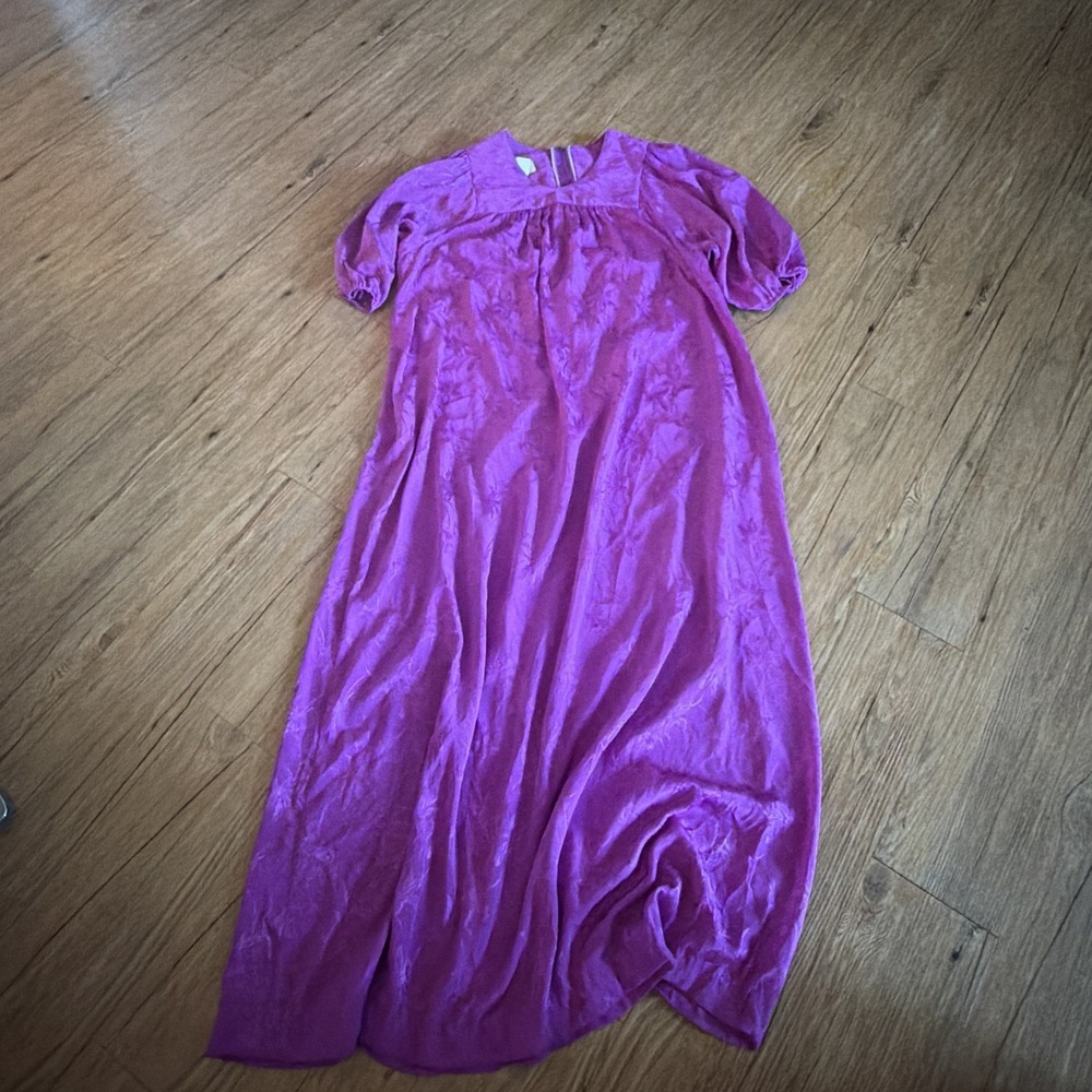 vintage hukilau fashions Size XL Purple Long Honolulu Hawaii Floral Zipper